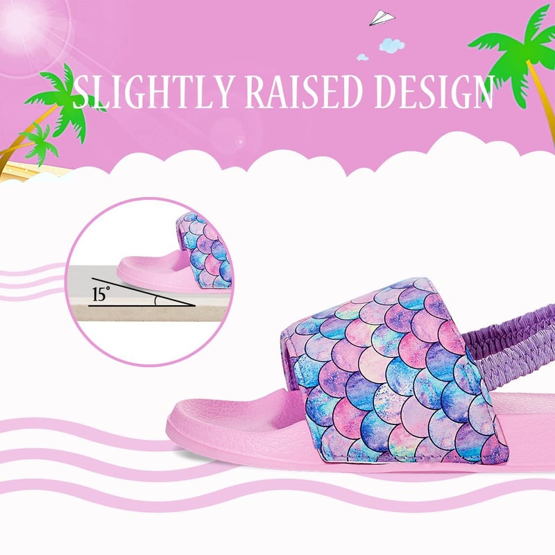 IceUnicorn Kids Girls Slide Sandals Toddler Slippers Boys Non-slip Summer Casual Beach Water Shoes for Indoor & Outdoor(Fish Scales-Pink 29 EU) - Image 3